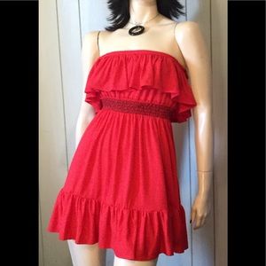 RETRO Red Ruffle Pinup Babydoll Mini Dress